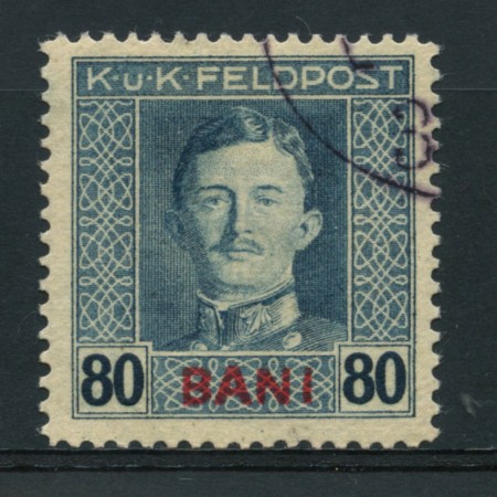 1917 - LOTTO/14555 - AUSTRIA/ROMANIA - 80b. AZZURRO - USATO