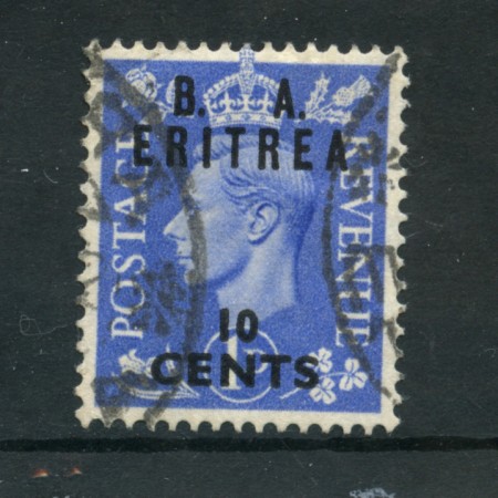 1951 - LOTTO/23663 - B.A. ERITREA - 10c. SU 1p. OLTREMARE - USATO