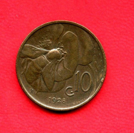 1928 - REGNO D'ITALIA - 10 centesimi APE VITT. EMANUELE III° - LOTTO/M25586
