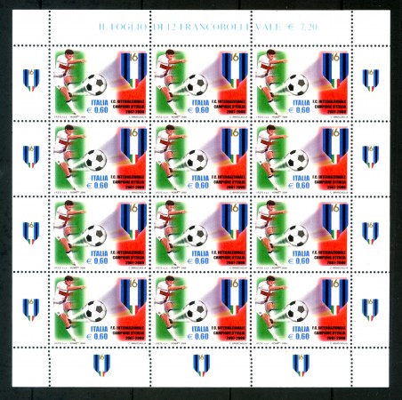 2008 - ITALIA REPUBBLICA - LOTTO/30750 - INTER CAMPIONE D'ITALIA - MINIFOGLIO NUOVO - 