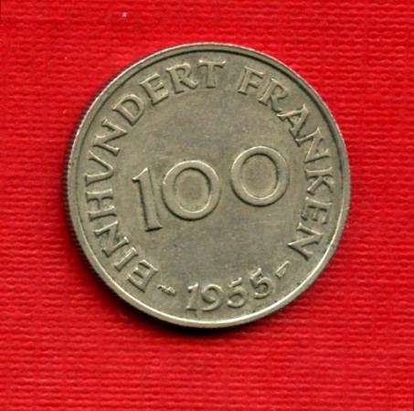 1955 - SARRE - LOTTO/M21161 - 100 FRANCHI RAME ALLUMINIO