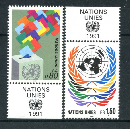 1991 - LOTTO/21441A - ONU SVIZZERA - POSTA  ORDINARIA  2v. - NUOVI CON APP.