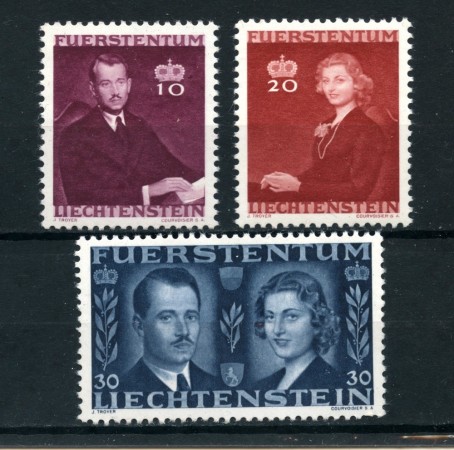 1943 liechtenstein - matrimonio del principe regnante 3v. - nuovi - lotto/25016