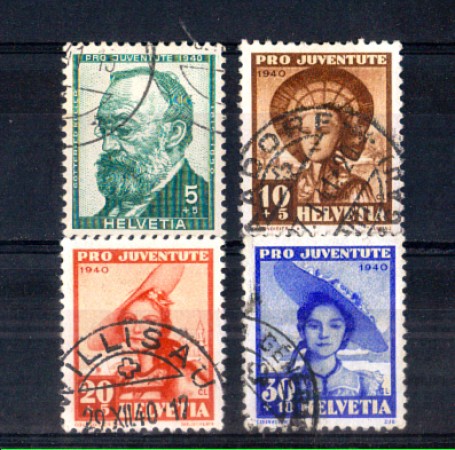 1940 - LOTTO/SVI357CPU - SVIZZERA - PRO JUVENTUTE 4v. - USATI