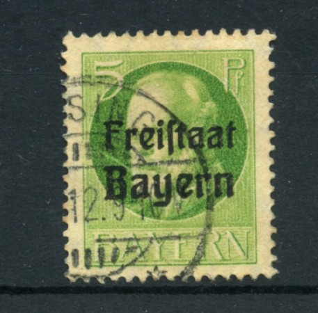 BAVIERA - 1919 - LOTTO/21886 - 5p. VERDE GIALLO  USATO