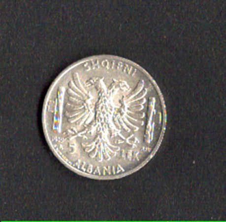 1939 - LOTTO/M11322 - ALBANIA ITALIANA - 5 LEK ARGENTO