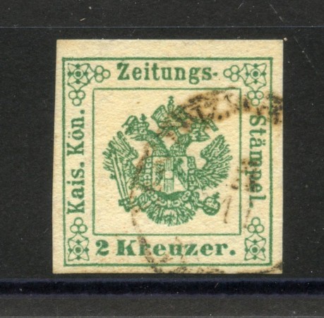 1853 - LOMBARDO VENETO - LOTTO/40533 - 2 KREUZER VERDE SEGNATASSE PER GIORNALI - USATO