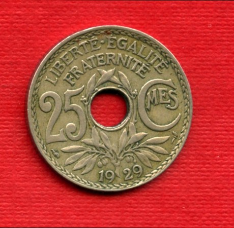 1929 - LOTTO/M21742 - FRANCIA - 25 CENTESIMI MONOGRAMMA
