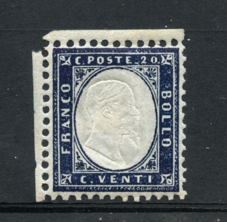 1862 - REGNO - 20c. INDACO EFFIGIE DI VITTORIO EMANUELE II° - T/LINGUELLA - LOTTO/30249