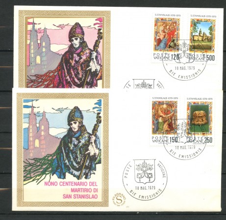 1979 - VATICANO - SAN STANISLAO - 2 BUSTE FDC FILAGRANO GOLD - LOTTO/27731
