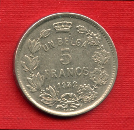1932 - LOTTO/M20764 - BELGIO - 5 FRANCHI  RE ALBERTO