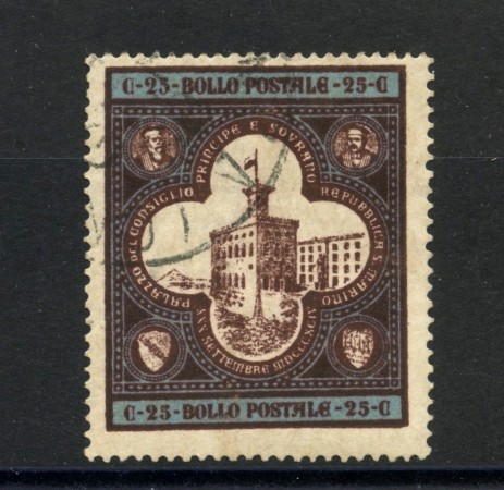 1894 - SAN MARINO - 25c. PALAZZO DEL GOVERNO - USATO - LOTTO/36679