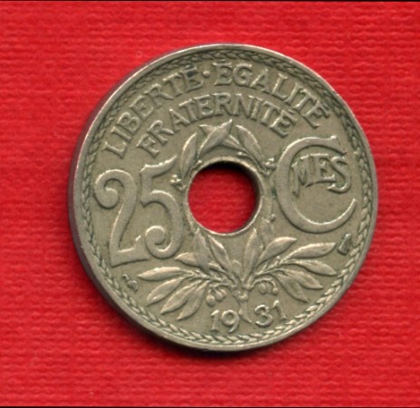 1931 - LOTTO/M21755 - FRANCIA - 25 CENTESIMI MONOGRAMMA