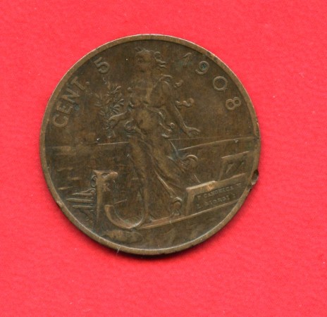 1908 REGNO - LOTTO/M38758 - 5 CENTESIMI ITALIA SU PRORA
