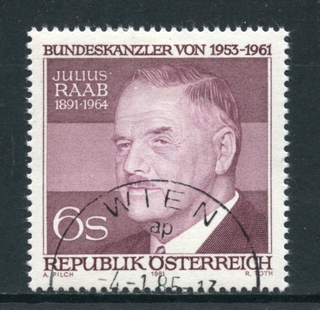 1981 - AUSTRIA - JULIUS RAAB - USATO - LOTTO/28239