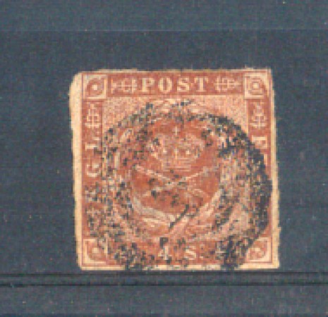 1854 - LOTTO/DAN4U1 - DANIMARCA - 4s. GIALLO BRUNO - USATO