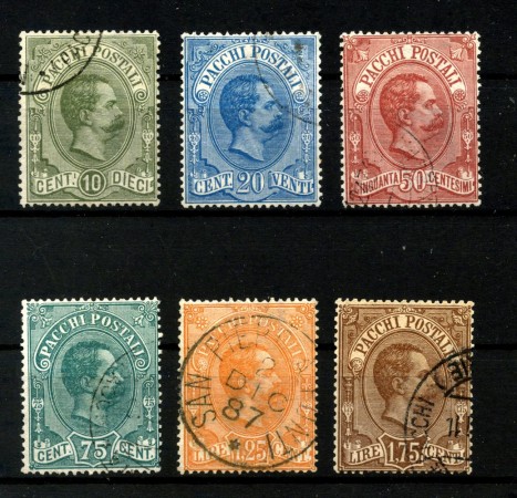 1884/86 - REGNO - LOTTO/40102 - PACCHI POSTALI RE UMBERTO 6v. - USATI