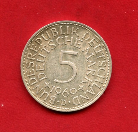 1969 - GERMANIA FEDERALE - LOTTO/M47879 - 5 MARCHI ARGENTO ZECCA D