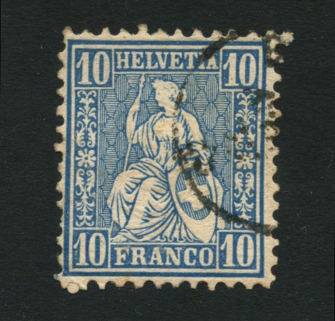 1862 - LOTTO/16323 - SVIZZERA - 10c. AZZURRO HELVETIA SEDUTA - USATO