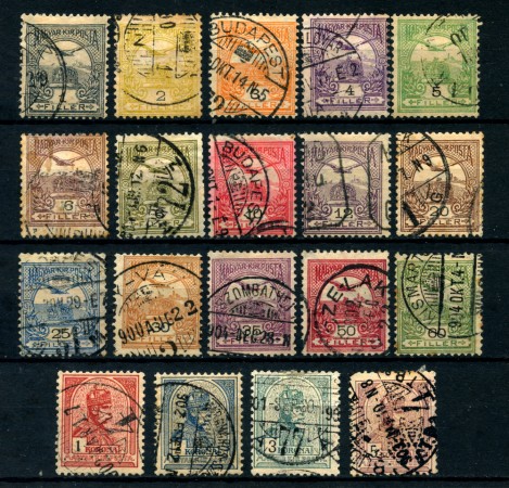 1901/1904 - LOTTO/20550 - UNGHERIA - P/O CIFRA E EFFIGIE 19v. - USATI