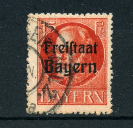 BAVIERA - 1919 - LOTTO/21888 - 15p. VERMIGLIO  USATO
