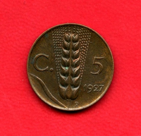 1927 - REGNO D'ITALIA - 5 centesimi SPIGA V.EMANUELE III° - LOTTO/M25584