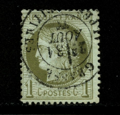 1871/75 - LOTTO/12874 - FRANCIA - 1c. VERDE OLIVA - USATO