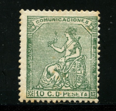1873 - LOTTO/16599 - SPAGNA - 10 cent. VERDE  - LINGUELLATO