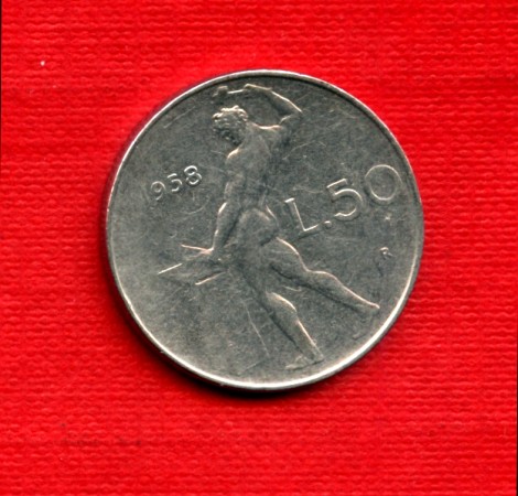 1958 - LOTTO/M21696B - REPUBBLICA - 50 LIRE VULCANO I° TIPO
