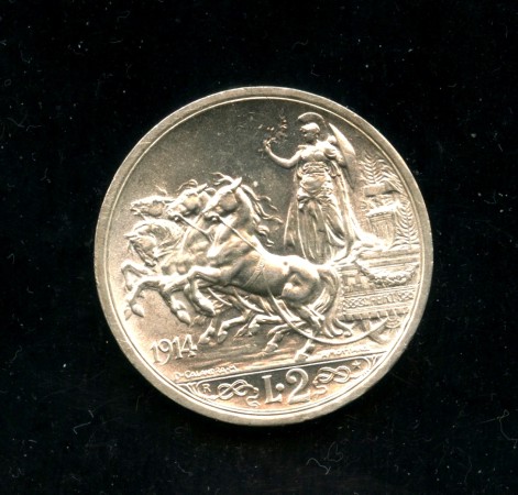 1914- REGNO D'ITALIA - 2 LIRE ARGENTO QUADRIGA BRIOSA - LOTTO/M35963