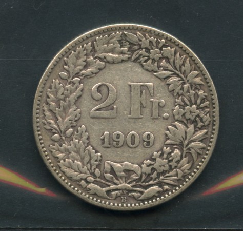 1909 - LOTTO/M15765 - SVIZZERA - 2 FRANCHI ARGENTO