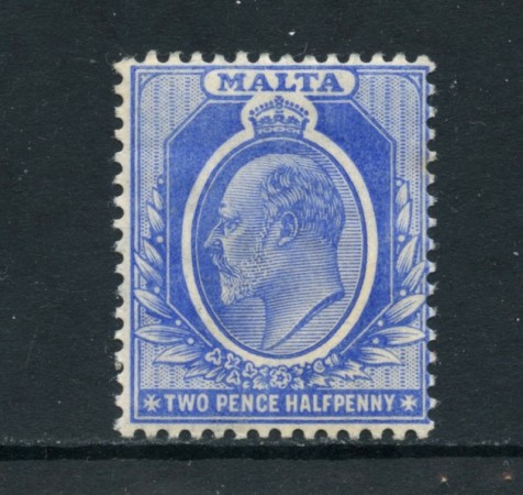 1907 - MALTA - 2,5p. OLTREMARE  EDOARDO VII° - TRACCIA DI LINGUELLA - LOTTO/25086