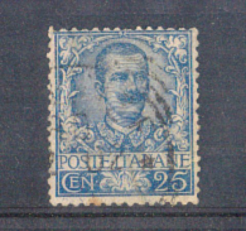 1901 - LOTTO/REG73U - REGNO - 25c. AZZURRO FLOREALE - USATO