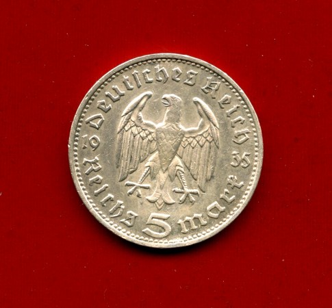 1936 - GERMANIA - 5 MARCHI HINDENBURG ARGENTO - ZECCA D - LOTTO/M30491