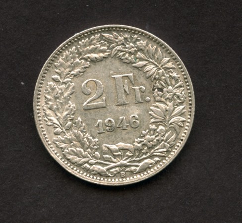 1946 - LOTTO/M15330 - SVIZZERA -2 FRANCHI ARGENTO