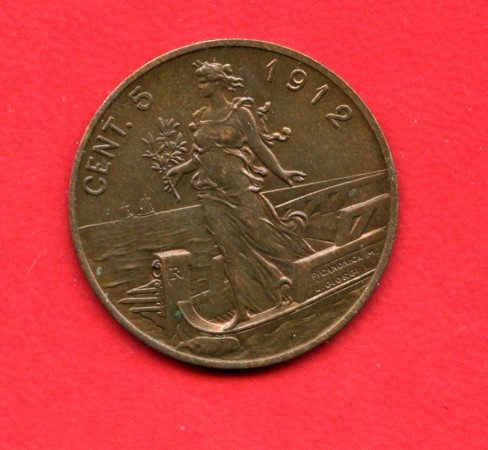 1912 - LOTTO/M17852 - REGNO - 5 CENTESIMI ITALIA SU PRORA