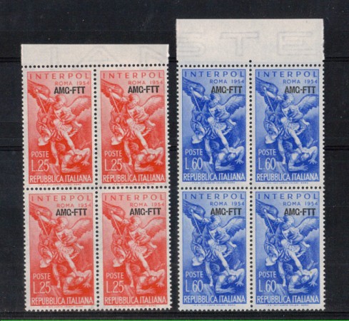 1954 - LOTTO/10391QN - TRIESTE A - INTERPOL NUOVI QUARTINE