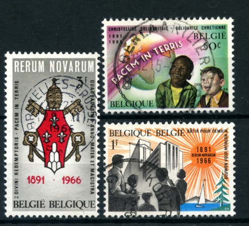 1966 - BELGIO - LOTTO/24408 - ENCICLICA  RERUM NOVARUM 3v. - USATI