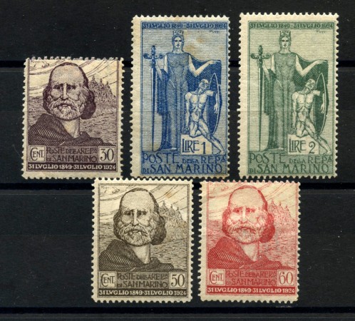 1924 - SAN MARINO - RITIRATA DI GARIBALDI 5v. - T/L - LOTTO/36677