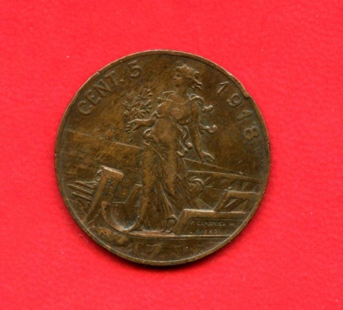 1918 - REGNO - 5 CENTESIMI ITALIA SU PRORA - LOTTO/M32074