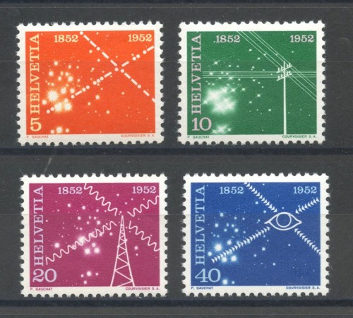 1952 - LOTTO/39410 - SVIZZERA - CENTENARIO TELECOMUNICAZIONI 4v. - NUOVI