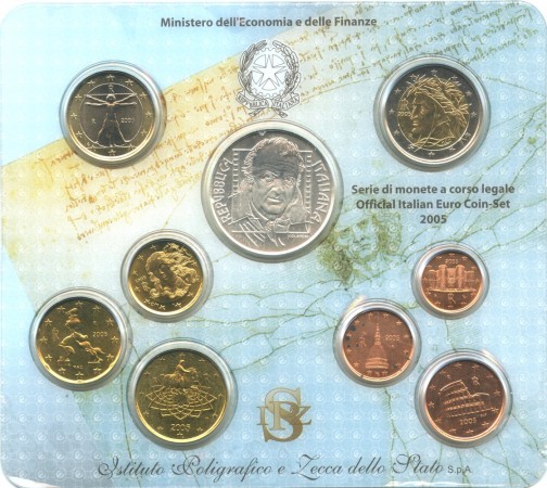 2005 - REPUBBLICA - LOTTO/M41015 - SERIE DIVISIONALE CON 5 EURO  FELLINI