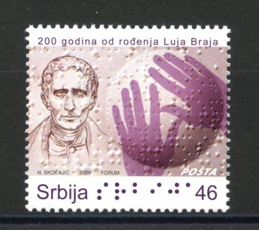 2009 - SERBIA REPUBBLICA - LOUIS BRAILLE - NUOVO - LOTTO/35100