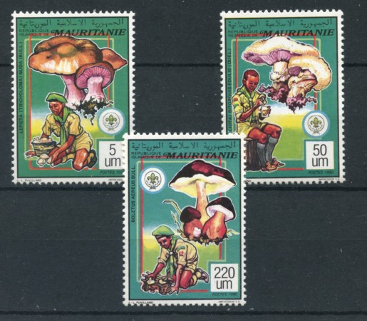 1990 - MAURITANIA - LOTTO/19891 - SCOUT E FUNGHI 3v. -  NUOVI