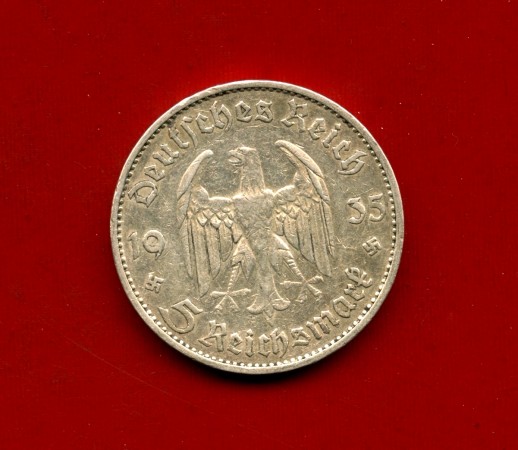 1935 - GERMANIA - 5 MARCHI ANNIVERSARIO ARGENTO - ZECCA E - LOTTO/M30505
