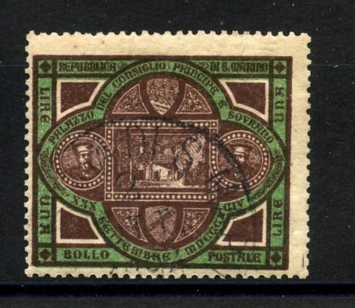 1894 - SAN MARINO - 1 Lira PALAZZO DEL GOVERNO - USATO - LOTTO/36681