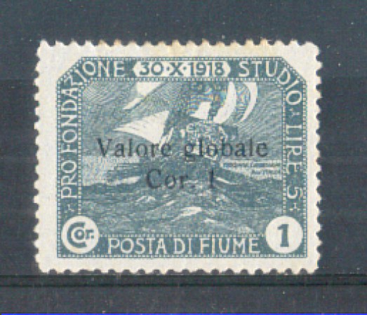 1919 - LOTTO/FIU97L - FIUME - 1 CORONA  ARDESIA  LING.