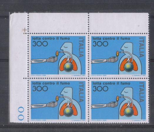 1982 - LOTTO/6760Q - REPUBBLICA - LOTTA AL FUMO - QUARTINA