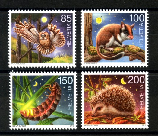 2016 - SVIZZERA - LOTTO/37903 - ANIMALI NOTTURNI 4v. - NUOVI