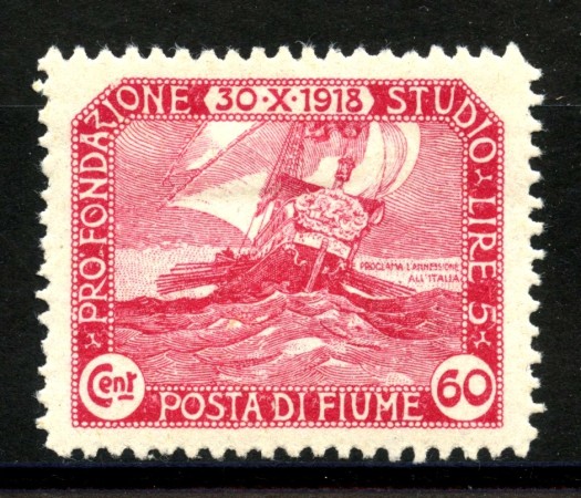 1919 - FIUME - LOTTO/39878 - 60+5c. CARMINIO PLEBISCITO - LINGUELLATO